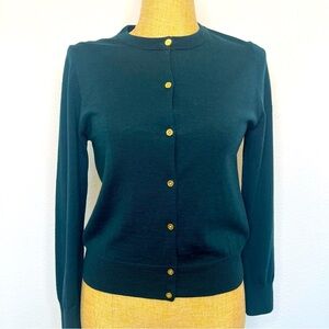 J. Crew 100% Merino Wool Jade Green Button Up Cardigan, size Large